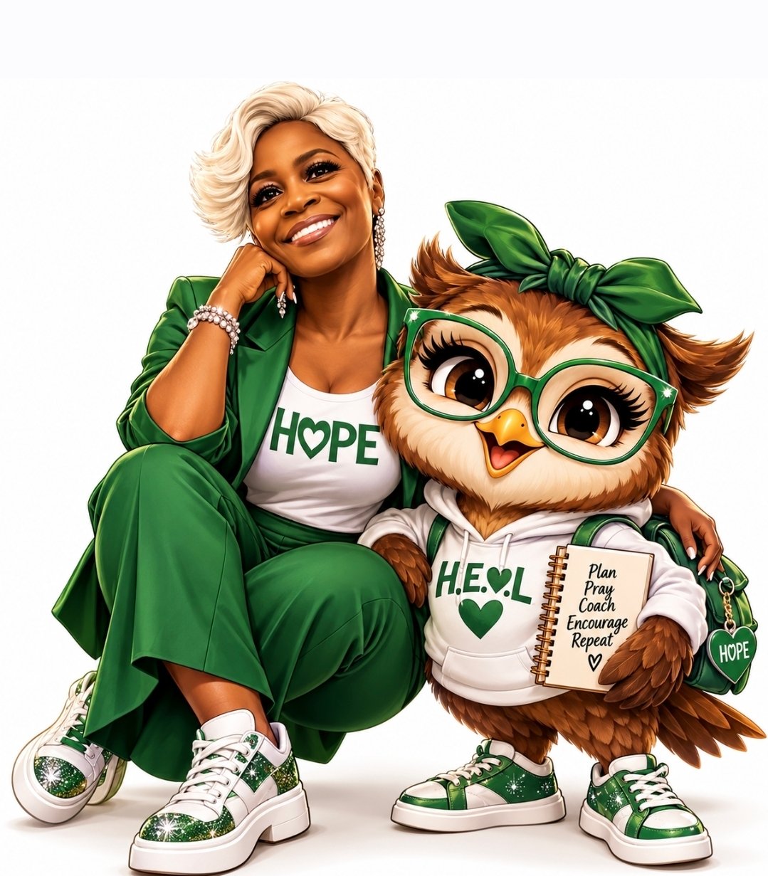 1. Hope 2 Heal circular logo with children, a globe, and hands holding a green heart.